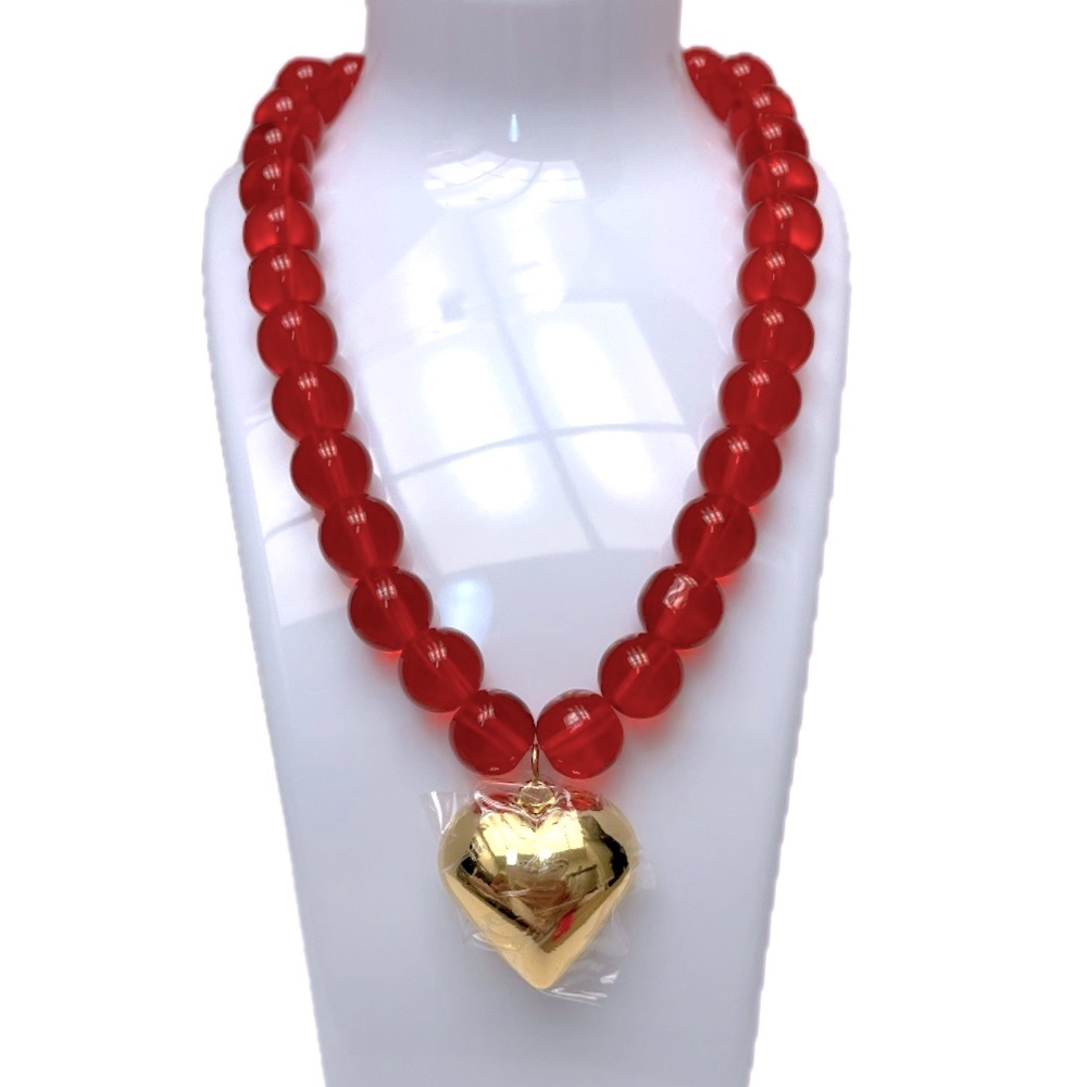 NWT ⚜️♥️⚜️ Piper K Gorgeous Red Beaded Glass Necklace - Picture 4 of 15